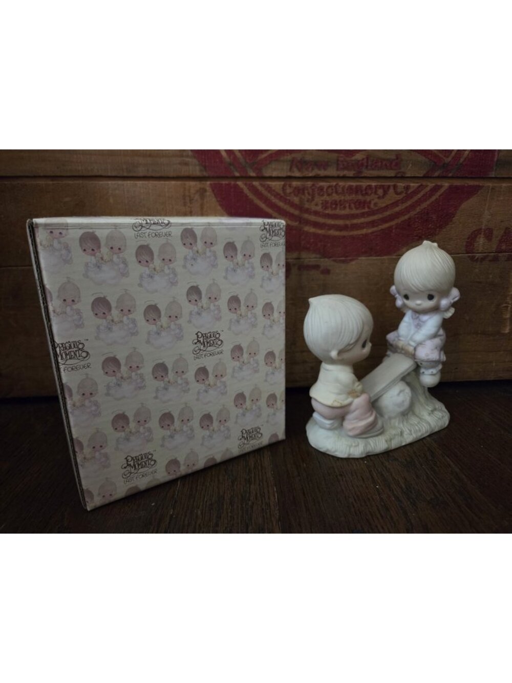 Vtg Precious Moments Love Lifted Me 1978 Boy Girl On Seesaw Figurine Retired